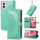 For Motorola Moto G Power 2024 Mandala Flower Embossed Leather Phone Case(Green) - 1