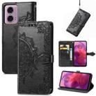 For Motorola Moto G24   Mandala Flower Embossed Leather Phone Case(Black) - 1