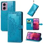 For Motorola Moto G24   Mandala Flower Embossed Leather Phone Case(Blue) - 1