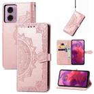 For Motorola Moto G24   Mandala Flower Embossed Leather Phone Case(Rose Gold) - 1