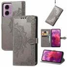 For Motorola Moto G24   Mandala Flower Embossed Leather Phone Case(Gray) - 1