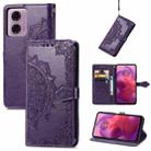 For Motorola Moto G24   Mandala Flower Embossed Leather Phone Case(Purple) - 1