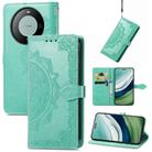 For Huawei Mate 60 Pro Mandala Flower Embossed Leather Phone Case(Green) - 1