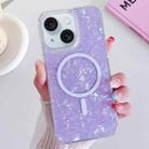 For iPhone 15 Shell Texture MagSafe TPU Phone Case(Purple) - 1