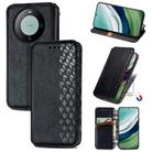 For Huawei Mate 60 Cubic Grid Pressed Magnetic Leather Phone Case(Black) - 1