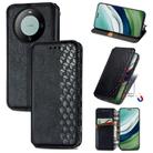 For Huawei Mate 60 Pro Cubic Grid Pressed Magnetic Leather Phone Case(Black) - 1