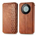 For Huawei Mate 60 Pro Cubic Grid Pressed Magnetic Leather Phone Case(Brown) - 2