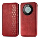 For Huawei Mate 60 Pro Cubic Grid Pressed Magnetic Leather Phone Case(Red) - 2