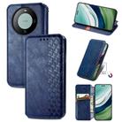 For Huawei Mate 60 Pro Cubic Grid Pressed Magnetic Leather Phone Case(Blue) - 1