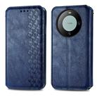 For Huawei Mate 60 Pro Cubic Grid Pressed Magnetic Leather Phone Case(Blue) - 2