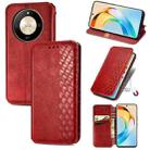 For Honor X50 Cubic Grid Pressed Magnetic Leather Phone Case(Red) - 1