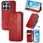 For Honor X6a Cubic Grid Pressed Magnetic Leather Phone Case(Red) - 1