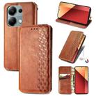 For Honor X9b Cubic Grid Pressed Magnetic Leather Phone Case(Brown) - 1