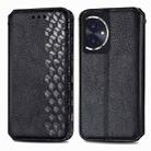 For Honor 100 5G Cubic Grid Pressed Magnetic Leather Phone Case(Black) - 1