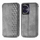 For Honor 100 5G Cubic Grid Pressed Magnetic Leather Phone Case(Grey) - 1