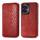 For Honor 100 5G Cubic Grid Pressed Magnetic Leather Phone Case(Red) - 1