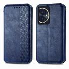 For Honor 100 5G Cubic Grid Pressed Magnetic Leather Phone Case(Blue) - 1