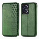 For Honor 100 5G Cubic Grid Pressed Magnetic Leather Phone Case(Green) - 1