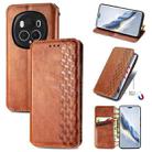 For Honor Magic6 Pro Cubic Grid Pressed Magnetic Leather Phone Case(Brown) - 1