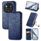 For Honor Magic6 Pro Cubic Grid Pressed Magnetic Leather Phone Case(Blue) - 1