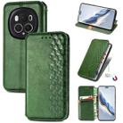 For Honor Magic6 Pro Cubic Grid Pressed Magnetic Leather Phone Case(Green) - 1