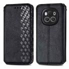 For Honor Magic6 Cubic Grid Pressed Magnetic Leather Phone Case(Black) - 1
