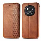 For Honor Magic6 Cubic Grid Pressed Magnetic Leather Phone Case(Brown) - 1