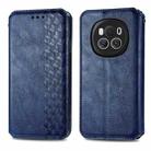 For Honor Magic6 Cubic Grid Pressed Magnetic Leather Phone Case(Blue) - 1
