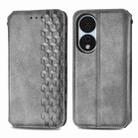 For Honor X7b 4G Cubic Grid Pressed Magnetic Leather Phone Case(Grey) - 1