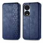 For Honor X7b 4G Cubic Grid Pressed Magnetic Leather Phone Case(Blue) - 1