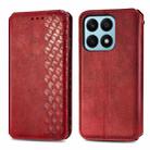 For Honor X8b 4G Cubic Grid Pressed Magnetic Leather Phone Case(Red) - 1
