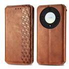 For Honor X9a Cubic Grid Pressed Magnetic Leather Phone Case(Brown) - 1