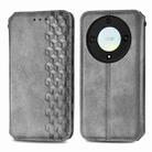 For Honor X9a Cubic Grid Pressed Magnetic Leather Phone Case(Grey) - 1