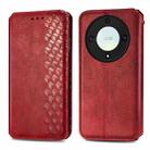 For Honor X9a Cubic Grid Pressed Magnetic Leather Phone Case(Red) - 1