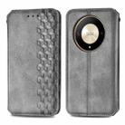 For Honor X9b 4G Cubic Grid Pressed Magnetic Leather Phone Case(Grey) - 1