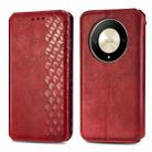 For Honor X9b 4G Cubic Grid Pressed Magnetic Leather Phone Case(Red) - 1