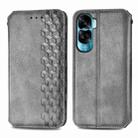 For Honor X50i Cubic Grid Pressed Magnetic Leather Phone Case(Grey) - 1