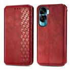 For Honor X50i Cubic Grid Pressed Magnetic Leather Phone Case(Red) - 1