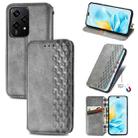 For Honor 200 Lite Global Cubic Grid Pressed Magnetic Leather Phone Case(Grey) - 1