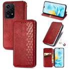 For Honor 200 Lite Global Cubic Grid Pressed Magnetic Leather Phone Case(Red) - 1