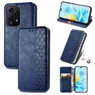 For Honor 200 Lite Global Cubic Grid Pressed Magnetic Leather Phone Case(Blue) - 1