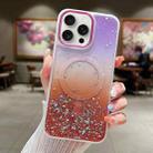 For iPhone 15 Pro Multicolor Gradient Glitter Sequin MagSafe TPU Phone Case(Purple+Red) - 1