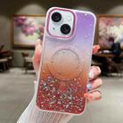 For iPhone 15 Plus Multicolor Gradient Glitter Sequin MagSafe TPU Phone Case(Purple+Red) - 1