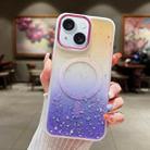 For iPhone 15 Plus Multicolor Gradient Glitter Sequin MagSafe TPU Phone Case(Orange+Purple) - 1