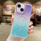 For iPhone 15 Multicolor Gradient Glitter Sequin MagSafe TPU Phone Case(Purple+Green) - 1