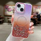 For iPhone 15 Multicolor Gradient Glitter Sequin MagSafe TPU Phone Case(Purple+Red) - 1