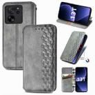 For Xiaomi 13T / 13T Pro Cubic Grid Pressed Magnetic Leather Phone Case(Grey) - 1