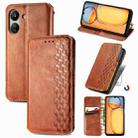 For Xiaomi Redmi 13C Cubic Grid Pressed Magnetic Leather Phone Case(Brown) - 1