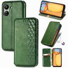 For Xiaomi Redmi 13C Cubic Grid Pressed Magnetic Leather Phone Case(Green) - 1