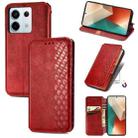 For Xiaomi Redmi Note 13 Pro Cubic Grid Pressed Magnetic Leather Phone Case(Red) - 1